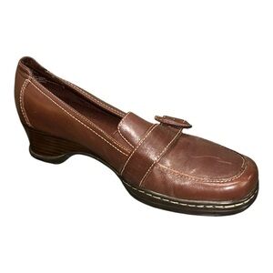 Naturalizer Leather Loafers Size 7.5 Olla Square Toe Slip On Shoes